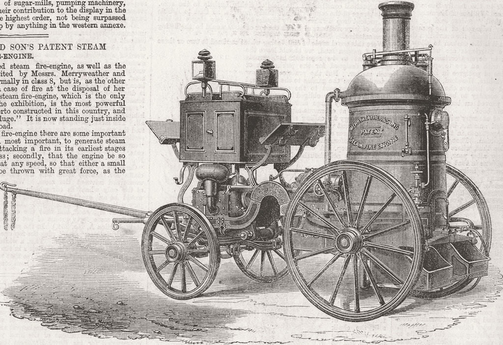 ENGINEERING. Merryweather patent steam fire-engine 1862 old antique print